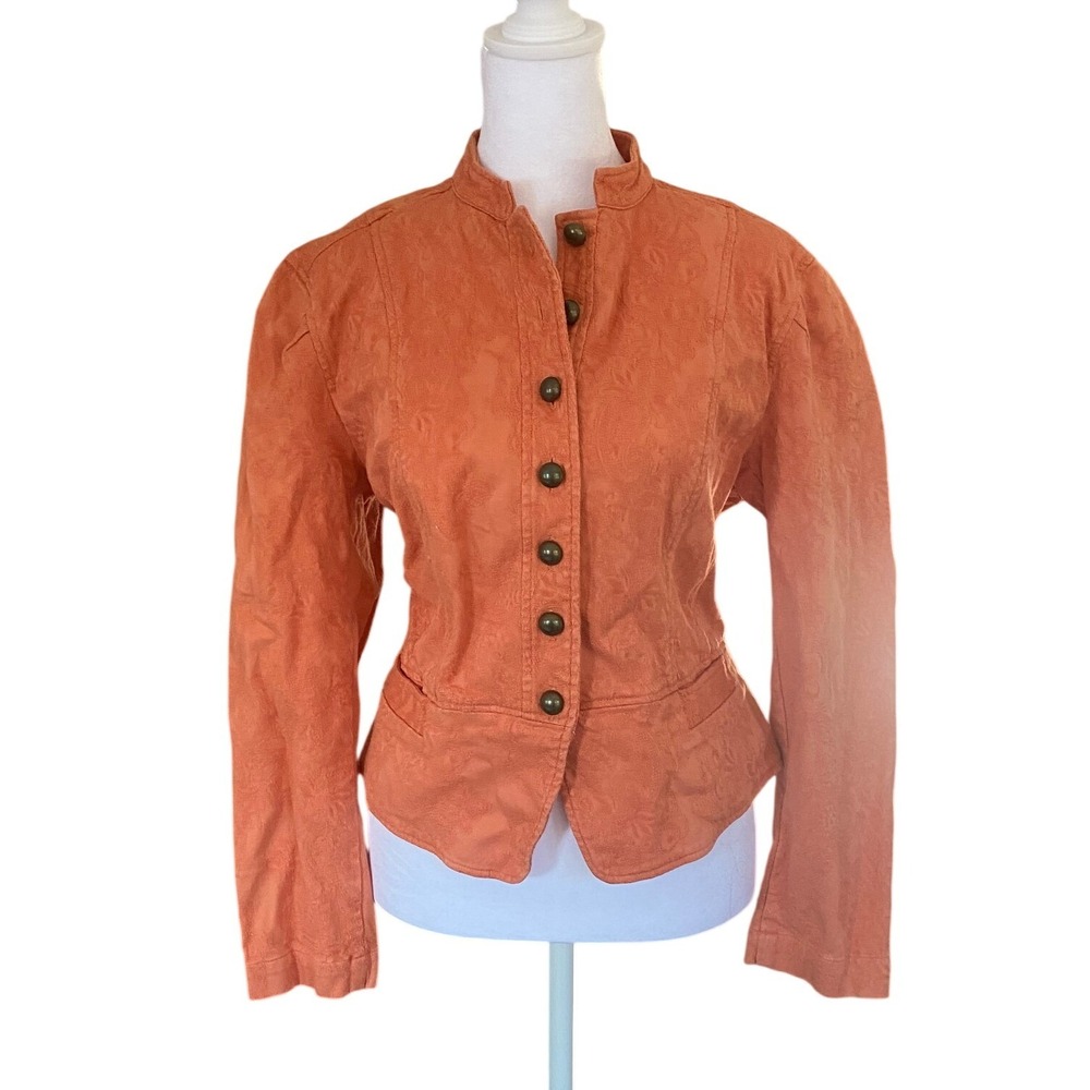 FIELD MANOR Button Cropped Orange Riding Militia Jacket Large Victorian Bohemian